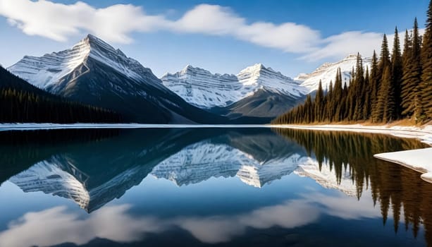 AI generated of banff national park in canada with a lake and mountains in the background