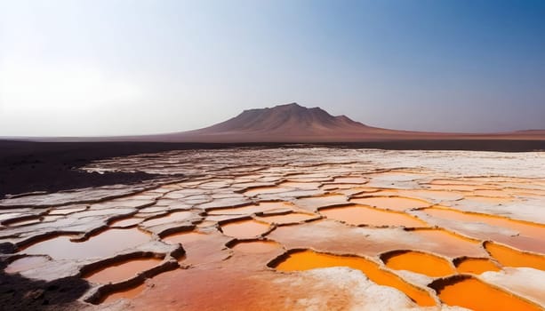 AI generated of the colorful water of the danakil depression lake on ethiopia, africa