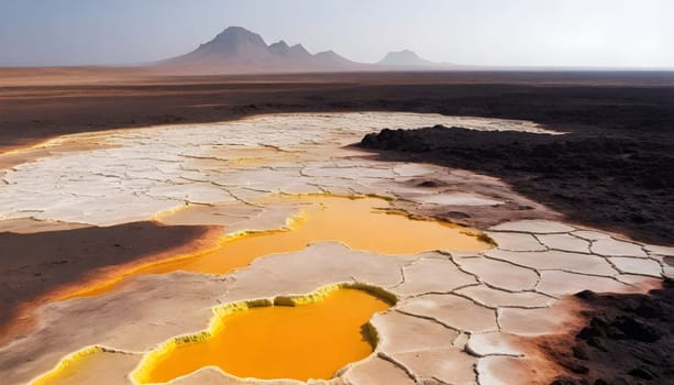 AI generated of the colorful water of the danakil depression lake on ethiopia, africa