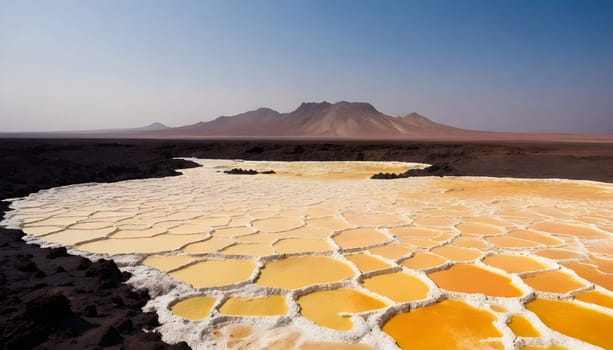 AI generated of the colorful water of the danakil depression lake on ethiopia, africa