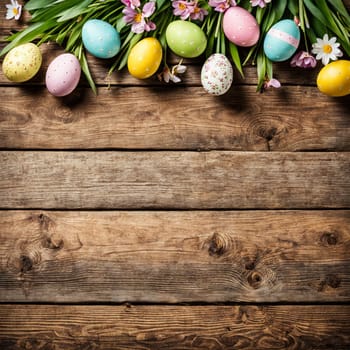 emmpty wooden table background easter spring theme