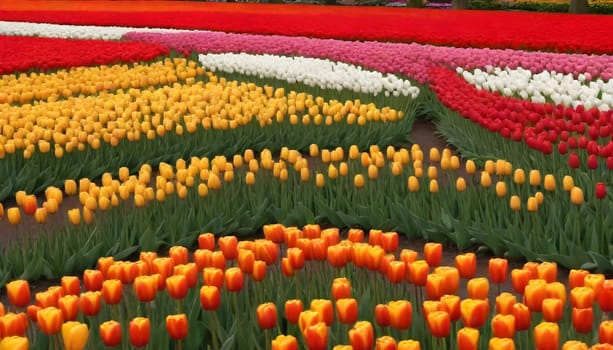 AIi generated of a field of tulips in keukenhof garden at spring time