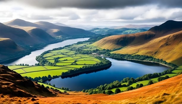 AI generated of a picture of a lake and mountains with a lake in the background