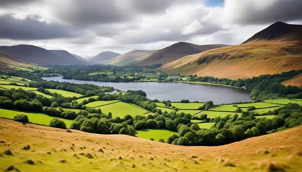 AI generated of a picture of a lake and mountains with a lake in the background