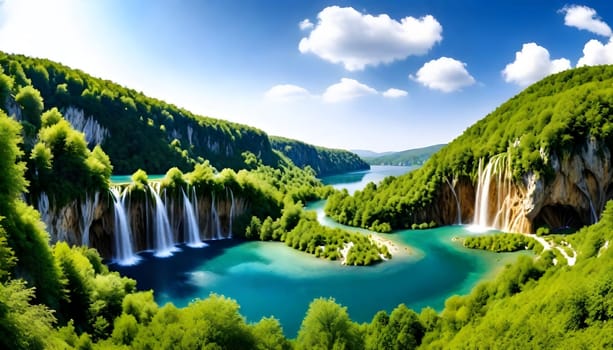AI generated of a photo of a waterfall with trees in the background