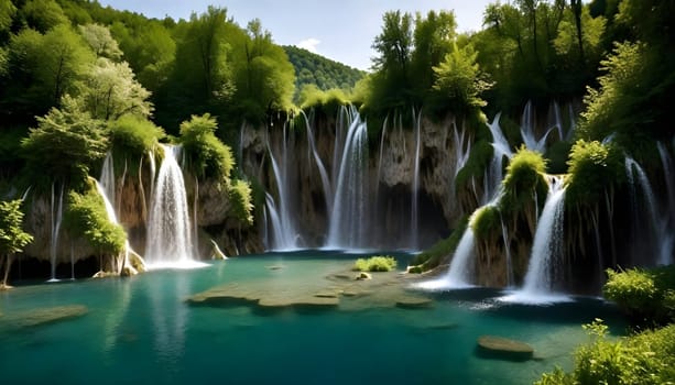 AI generated of a photo of a waterfall with trees in the background