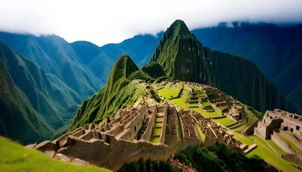 AI genreated of a photo of the ruins of a city with foggy clouds