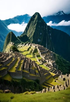 AI genreated of a photo of the ruins of a city with foggy clouds