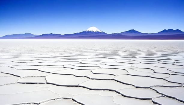 AI generated of a desert landscape with mountains and salt flat in the background