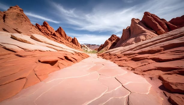 AI generated of a desert landscape with rocks and clouds in the sky