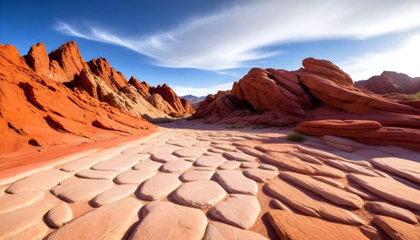 AI generated of a desert landscape with rocks and clouds in the sky