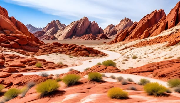 AI generated of a desert landscape with rocks and clouds in the sky