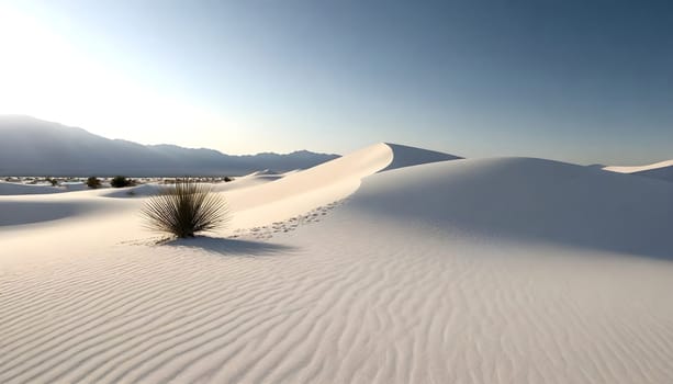 AI generated of a sand dune with a lone figure in the middle