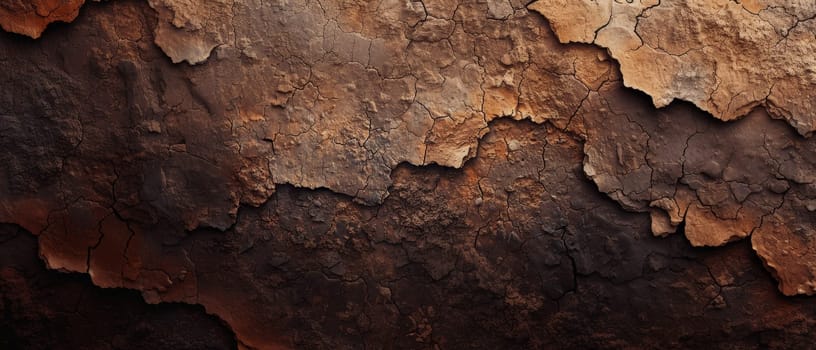 Wide-angle view of dry, cracked earth, presenting a natural mosaic of desiccated soil