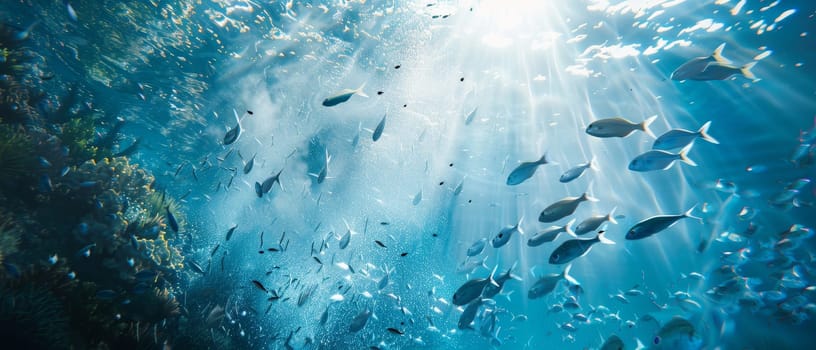 Graceful school of colorful fish swimming in the tranquil waters of a natural habitat
