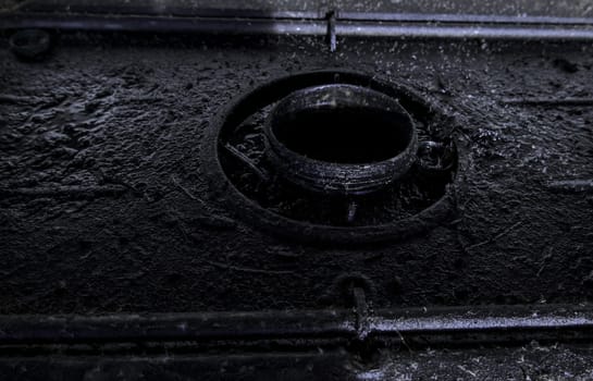 Detail of dirty and used oil, pollution and destruction of the environment