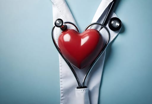 AI Generated of a heart with a heart shape stethoscope on nurse uniform
