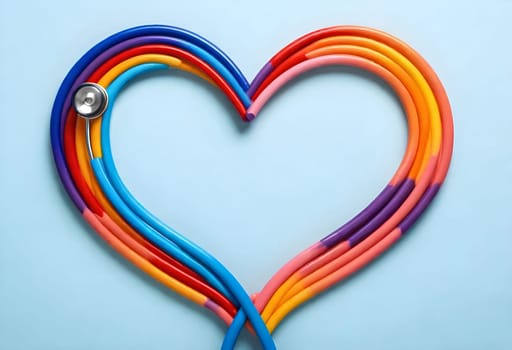 AI. generated of a heart made by a multicolored wire and stethoscope