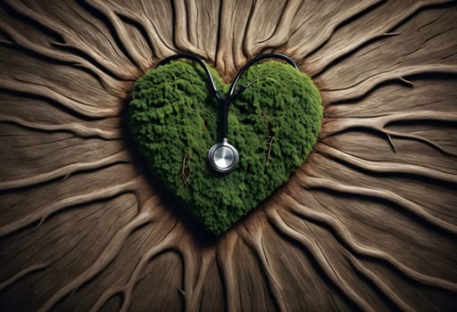 AI generated of a heart shape trees with a stethoscope in the middle of it