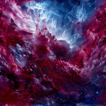 An abstract cosmic entity of swirling pinks and blues evokes the grandeur and mystery of deep space