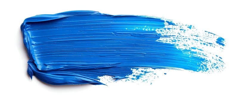 A dynamic azure paint streak across a clean white background, full of motion and vibrant texture