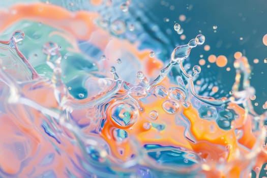 A detailed examination of water ripples and bubbles forming on the surface, showing intricate patterns and textures as the bubbles rise and burst in the liquid.