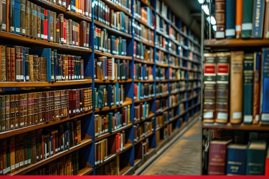 bookshelves with hanging light bulbs in modern library professional photography