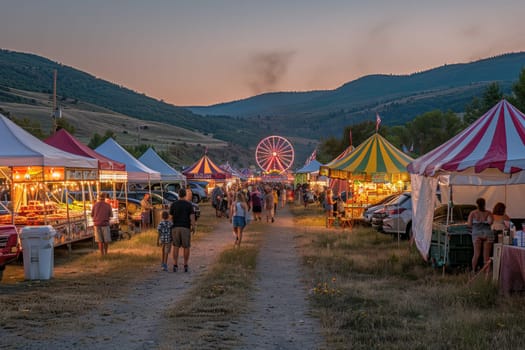 show ferris wheel and other rides at carnival fair professional photography