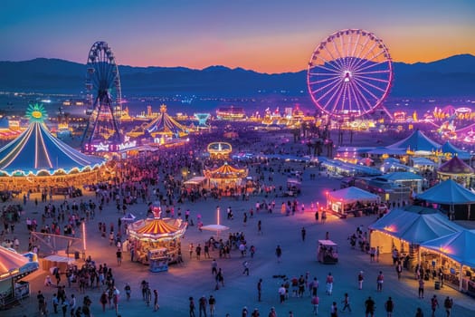 show ferris wheel and other rides at carnival fair professional photography