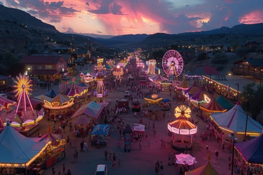 show ferris wheel and other rides at carnival fair professional photography