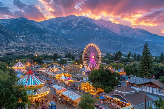 show ferris wheel and other rides at carnival fair professional photography