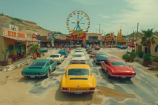 show ferris wheel and other rides at carnival fair professional photography