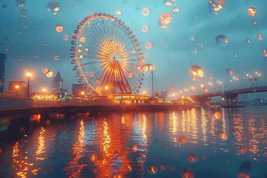 show ferris wheel and other rides at carnival fair professional photography