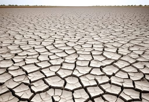 AI generated of a dry lake with a cracked surface and a cracked area