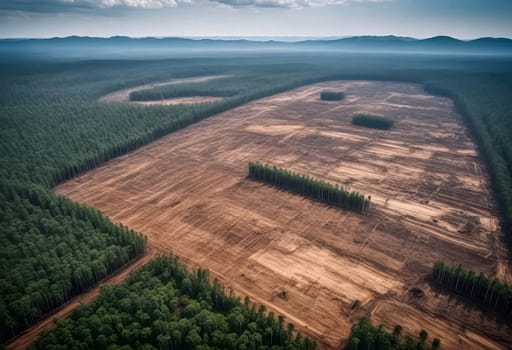 Ai generated of an aerial view of a forest with trees