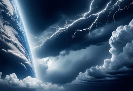AI generated of a storm is seen over a field with houses