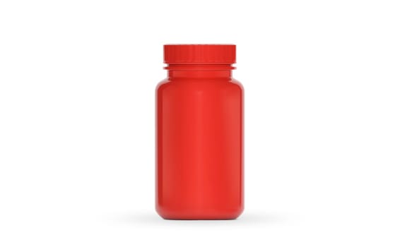 Red supplement bottle for medicine