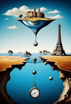 AI generated of a water drop from the floating city. global warming concept