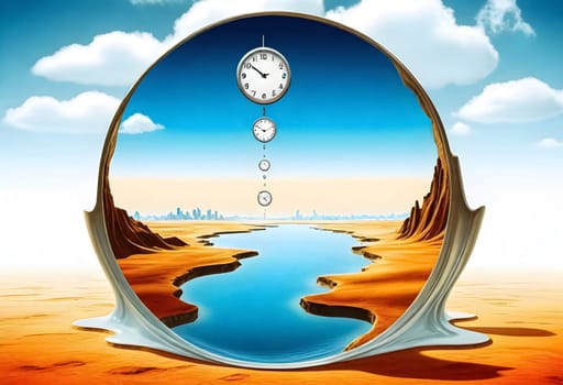 AI generated of a clock with global warming effects concept