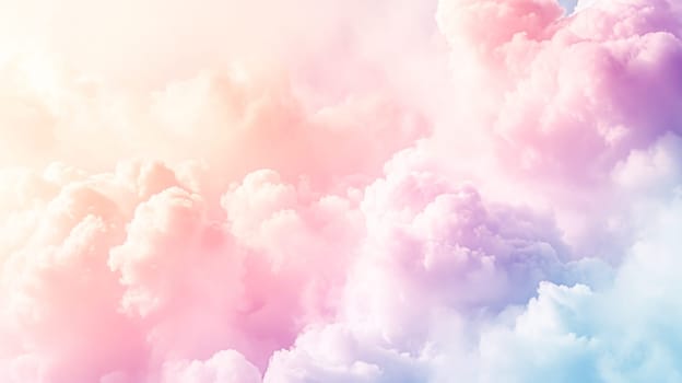A close up of a cloud with pink, blue and white colors, AI