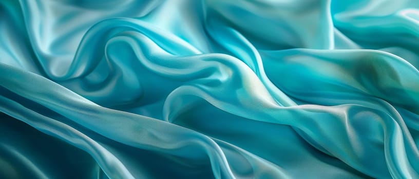 Airy folds of pale aquamarine satin fabric billowing gracefully, revealing the delicate sheen and featherlight quality