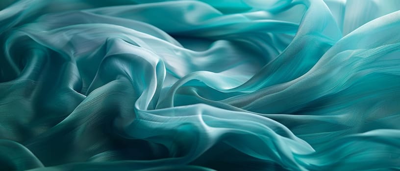 Airy folds of pale aquamarine satin fabric billowing gracefully, revealing the delicate sheen and featherlight quality