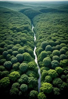 AI generated of a river in the middle of a green forest