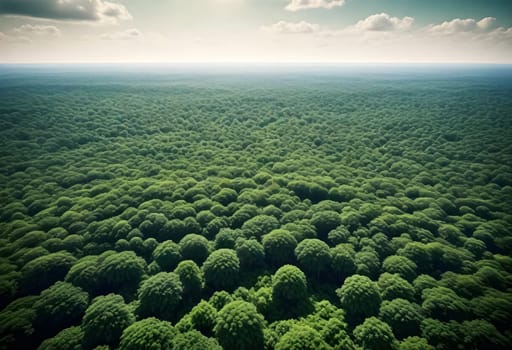 AI generated of a forest with green trees in the background