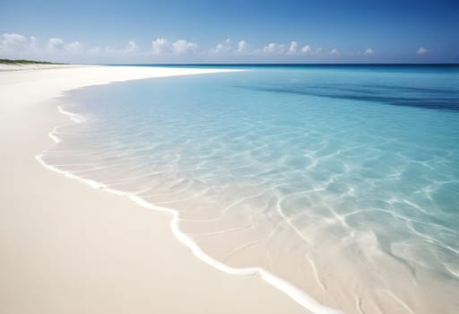 AI generated of a beach with a sand dune and water with a blue sky in the background