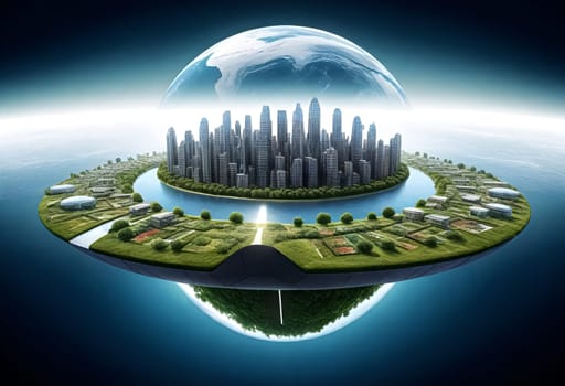 AI generated of an image of a futuristic city on an island