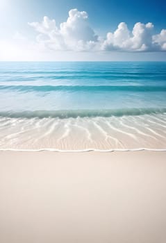 AI generated of a beach with a wave in the water and clouds on the blue sky background