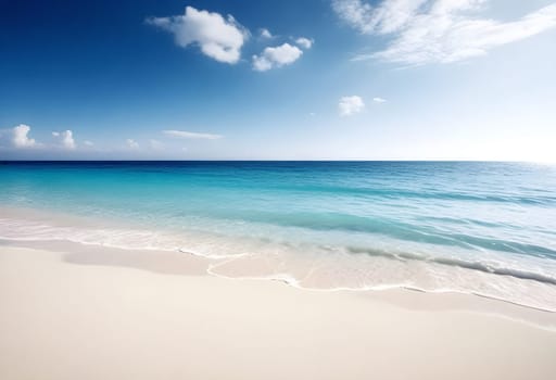 AI generated of a beach with a blue sky and the ocean in the background