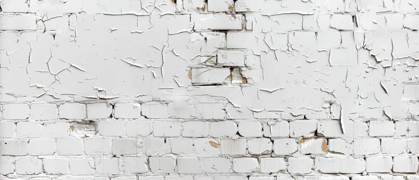 This expansive shot features a white brick wall with layers of peeling paint, capturing the aesthetic of urban decay