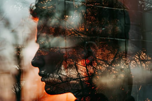 A womans delicate features are illuminated as she gazes through a window, creating a mesmerizing and ethereal sight.